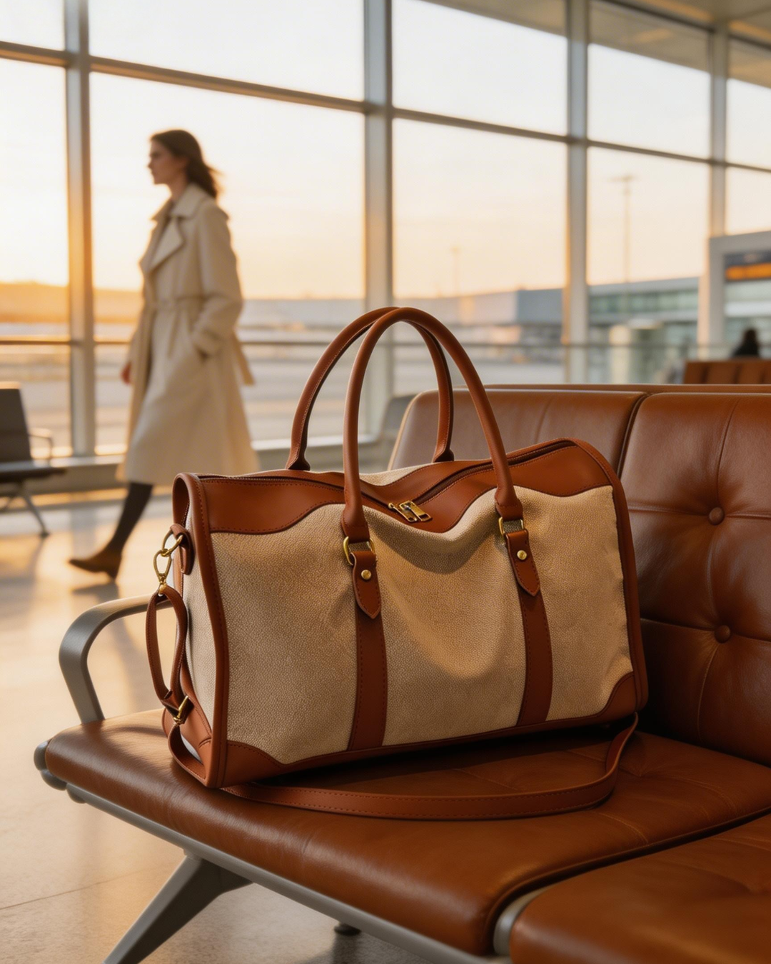Vintage Canvas & PU Leather Weekender Bag