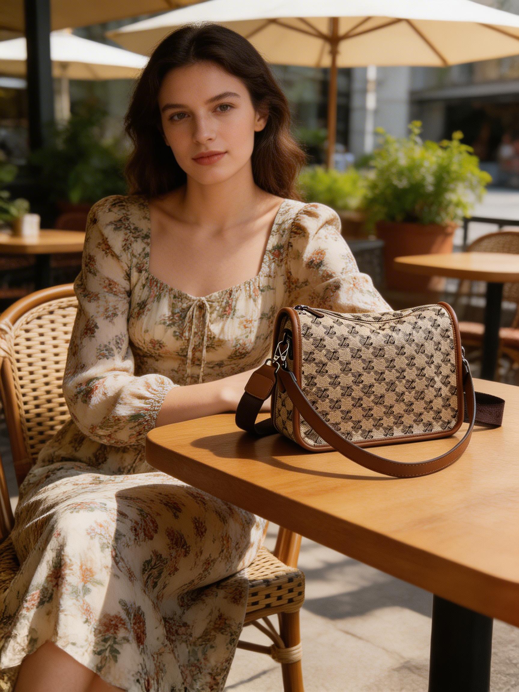Designer Monogram Canvas Crossbody Bag – Luxury Half-Moon Saddle Bag